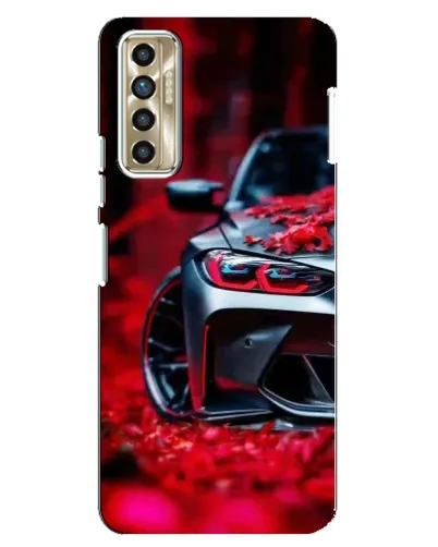 Чехол для TECNO Camon 17P (CG7n) с картинкой «Спортивная BMW и цветы»