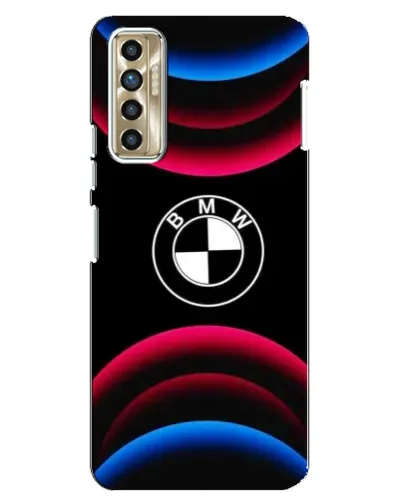 Чехол для TECNO Camon 17P (CG7n) с картинкой «Логотип BMW и неоновые дуги»