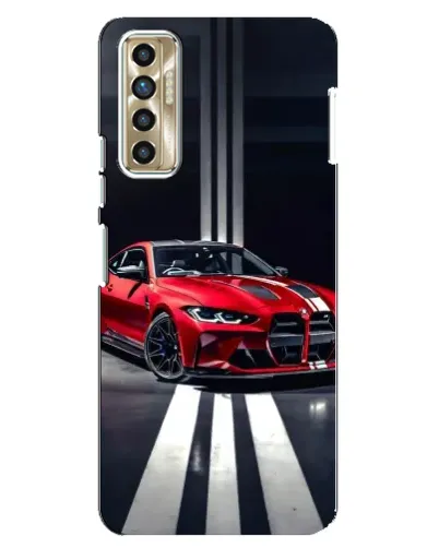 Чехол для TECNO Camon 17P (CG7n) с картинкой «Красная BMW на дороге»
