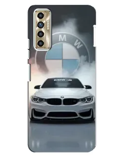 Чехол для TECNO Camon 17P (CG7n) с картинкой «BMW в белом дыму»