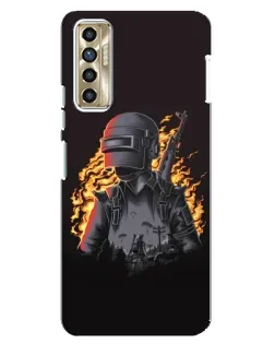 Чехол для TECNO Camon 17P (CG7n) с картинкой «PUBG — огненный силуэт»