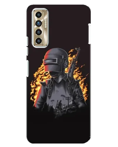 Чехол для TECNO Camon 17P (CG7n) с картинкой «PUBG — огненный силуэт»