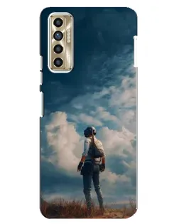 Чехол для TECNO Camon 17P (CG7n) с картинкой «Герой PUBG на скале»