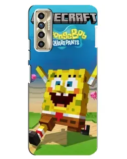 Чохол для TECNO Camon 17P (CG7n) з картинкою «Губка Боб Minecraft»