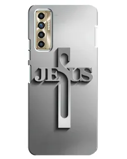 Чехол для TECNO Camon 17P (CG7n) с картинкой «Металлический крест Jesus»