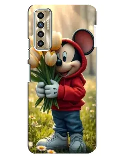 Чехол для TECNO Camon 17P (CG7n) с картинкой «Микки с тюльпанами»