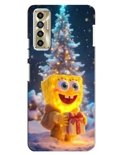 Чехол для TECNO Camon 17P (CG7n) с картинкой «Рождественский Спанч Боб»