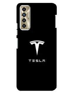 Чохол для TECNO Camon 17P (CG7n) з картинкою «Tesla White Logo»