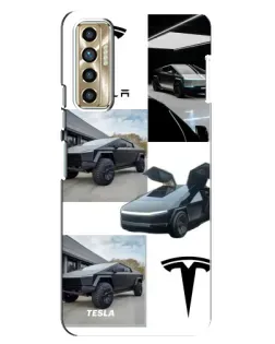 Чохол для TECNO Camon 17P (CG7n) з картинкою «Колаж Cybertruck Tesla»