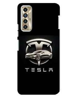 Чохол для TECNO Camon 17P (CG7n) з картинкою «Tesla — срібне авто»