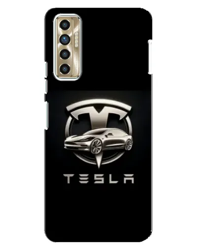 Чохол для TECNO Camon 17P (CG7n) з картинкою «Tesla — срібне авто»