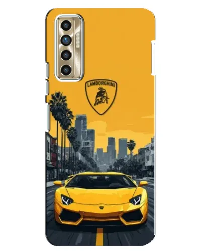 Чехол для TECNO Camon 17P (CG7n) с картинкой «Желтый Lamborghini город»