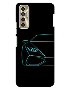 Чехол для TECNO Camon 17P (CG7n) с картинкой «Голубой силуэт Lamborghini»