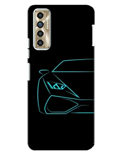 Чехол для TECNO Camon 17P (CG7n) с картинкой «Голубой силуэт Lamborghini»