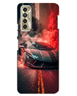 Чехол для TECNO Camon 17P (CG7n) с картинкой «Lamborghini красный дым»