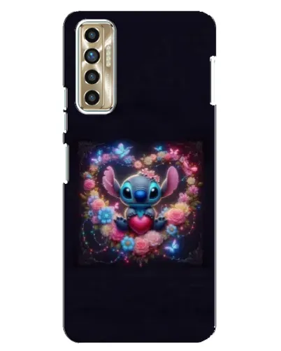 Чехол для TECNO Camon 17P (CG7n) с картинкой «Stitch в цветах»