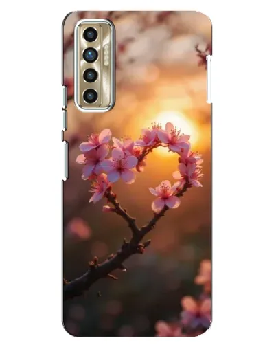 Чехол для TECNO Camon 17P (CG7n) с картинкой «Розовый цвет сердце на фоне заката»