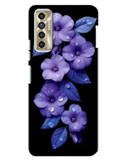 Чохол для TECNO Camon 17P (CG7n) з картинкою «Фіолетові квіти з росою»