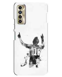 Чохол для TECNO Camon 17P (CG7n) з картинкою «Чорно-білий силует Мессі»
