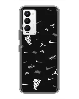 Чехол для TECNO Camon 18 / Camon 18P с картинкой «Nike Black Pattern»