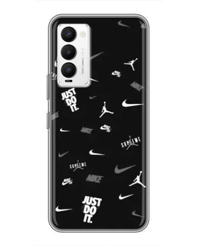 Чехол для TECNO Camon 18 / Camon 18P с картинкой «Nike Black Pattern»