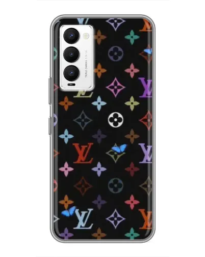 Чехол для TECNO Camon 18 / Camon 18P с картинкой «Цветная монограмма LV»