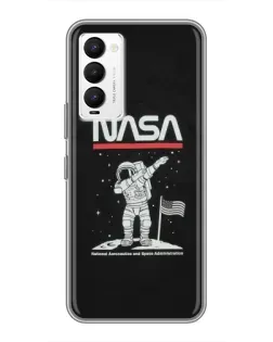 Чехол для TECNO Camon 18 / Camon 18P с картинкой «NASA — шагаем по Луне»