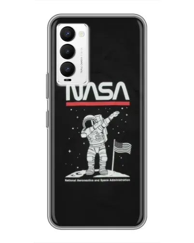 Чехол для TECNO Camon 18 / Camon 18P с картинкой «NASA — шагаем по Луне»