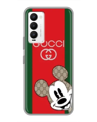 Чехол для TECNO Camon 18 / Camon 18P с картинкой «Gucci — полосы и Микки»
