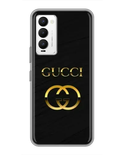 Чехол для TECNO Camon 18 / Camon 18P с картинкой «Золотой логотип Gucci»