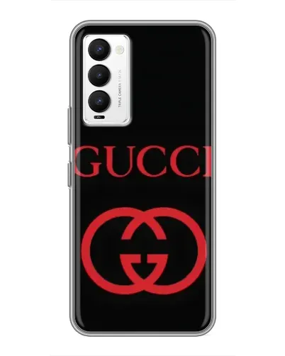 Чехол для TECNO Camon 18 / Camon 18P с картинкой «Gucci — красный логотип»