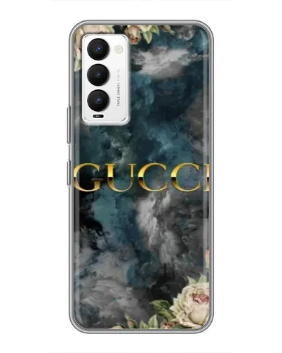 Чехол для TECNO Camon 18 / Camon 18P с картинкой «Абстрактные цветы Gucci»