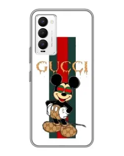 Чехол для TECNO Camon 18 / Camon 18P с картинкой «Микки Маус Gucci — полосы»