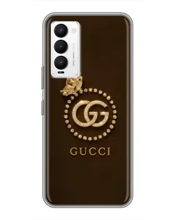 Чехол для TECNO Camon 18 / Camon 18P с картинкой «Gucci — золотая бабочка»