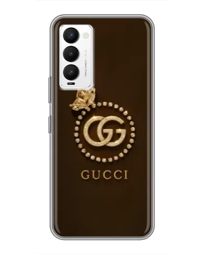 Чехол для TECNO Camon 18 / Camon 18P с картинкой «Gucci — золотая бабочка»
