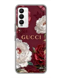 Чехол для TECNO Camon 18 / Camon 18P с картинкой «Gucci — бордовые розы»