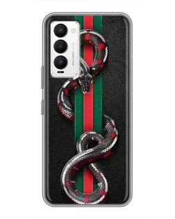 Чехол для TECNO Camon 18 / Camon 18P с картинкой «Gucci — змея на полосе»