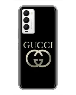 Чехол для TECNO Camon 18 / Camon 18P с картинкой «Gucci — золото на черном»