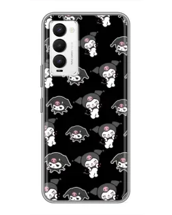 Чехол для TECNO Camon 18 / Camon 18P с картинкой «Черный паттерн Kuromi»