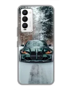 Чехол для TECNO Camon 18 / Camon 18P с картинкой «BMW в зимнем лесу»