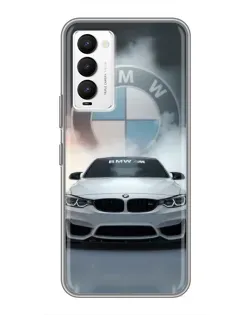 Чехол для TECNO Camon 18 / Camon 18P с картинкой «BMW в белом дыму»
