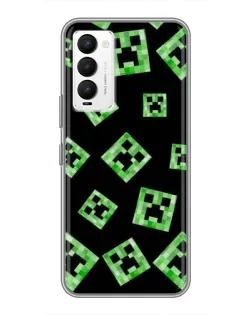Чехол для TECNO Camon 18 / Camon 18P с картинкой «Паттерн с криперами»