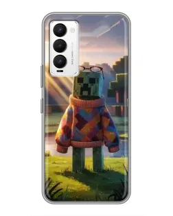 Чехол для TECNO Camon 18 / Camon 18P с картинкой «Крипер в свитере»