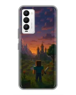 Чехол для TECNO Camon 18 / Camon 18P с картинкой «Стив у башни»