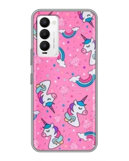 Чехол для TECNO Camon 18 / Camon 18P с картинкой «Unicorn паттерн розовый»
