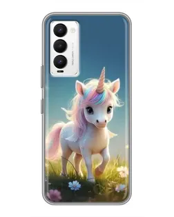 Чехол для TECNO Camon 18 / Camon 18P с картинкой «Единорог на поляне»