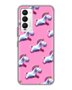 Чехол для TECNO Camon 18 / Camon 18P с картинкой «Единороги на розовом»