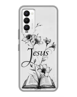 Чехол для TECNO Camon 18 / Camon 18P с картинкой «Цветы и Библия»