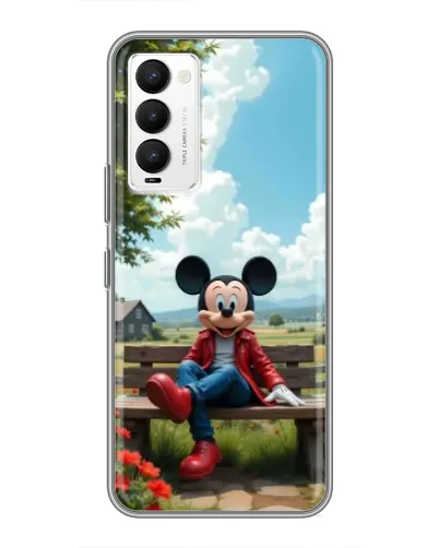 Чехол для TECNO Camon 18 / Camon 18P с картинкой «Микки на скамейке»