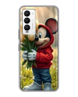 Чехол для TECNO Camon 18 / Camon 18P с картинкой «Микки с тюльпанами»
